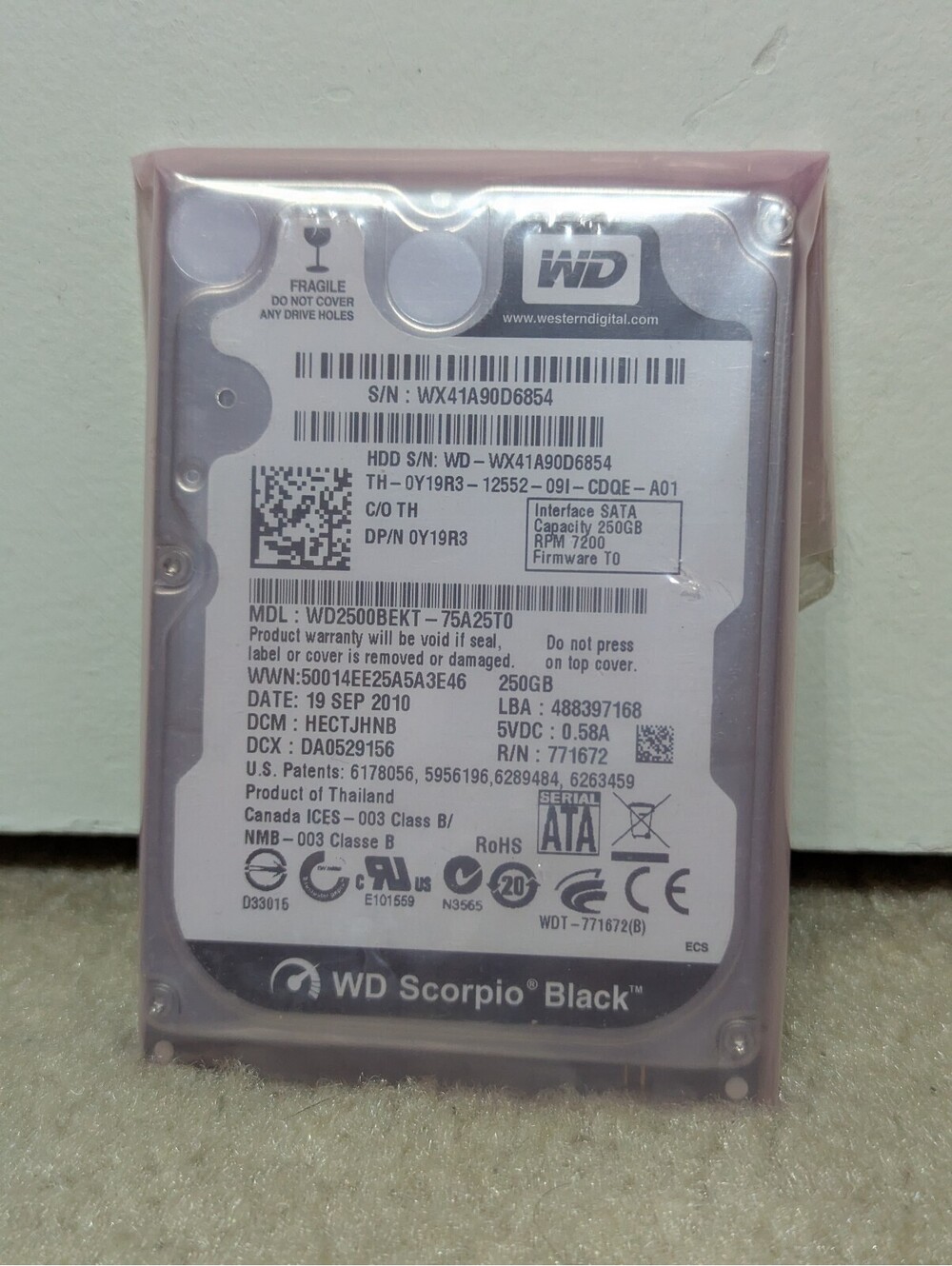 WD Scorpio Black 250gb 2.5" Mobile HDD